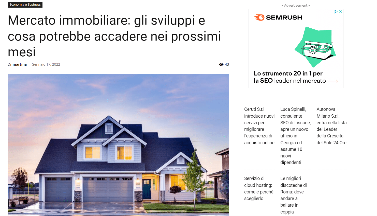 Sviluppi mercato immobiliare